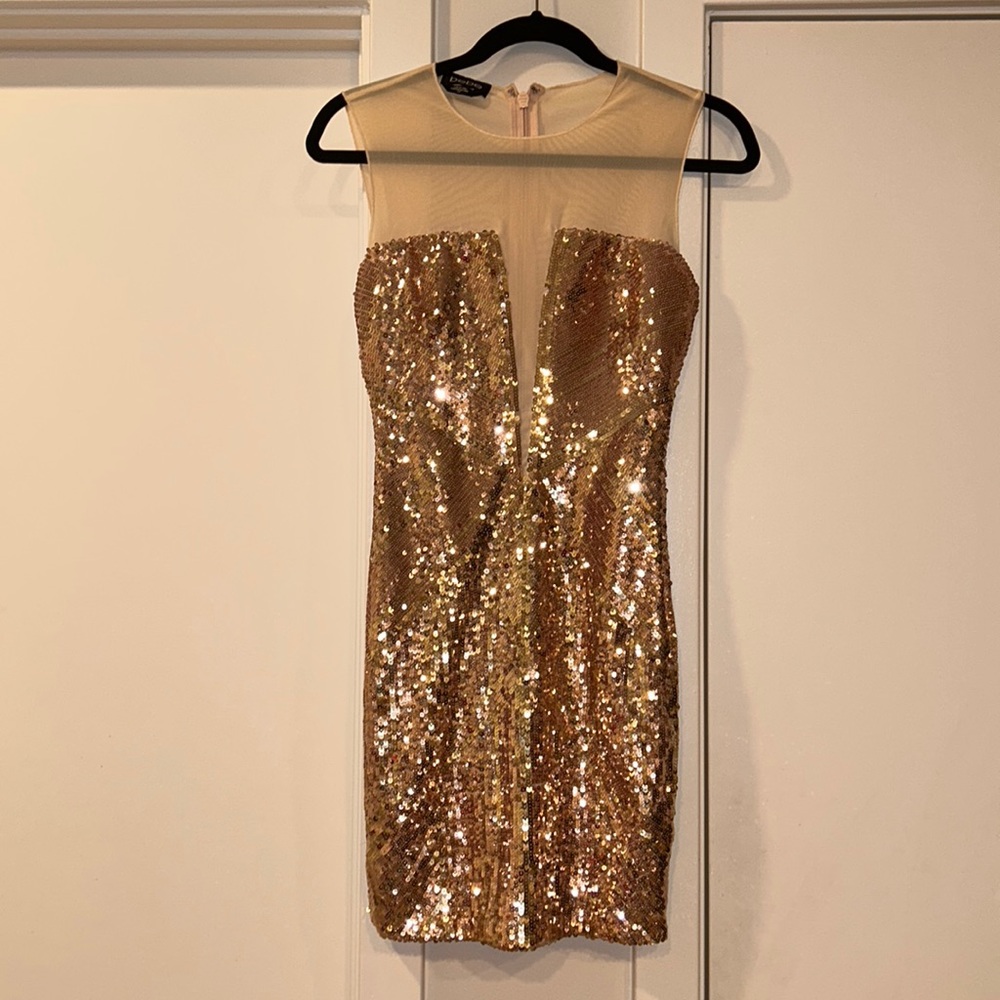 Gold sequin Bebe dress